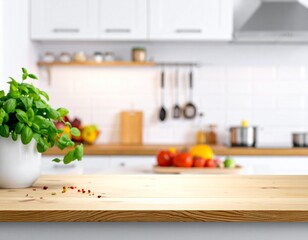 Bright White Surface, Diffused Kitchen Light.