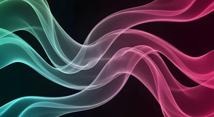 Obraz premium Abstract background with flowing lines in teal and pink against a dark backdrop design element