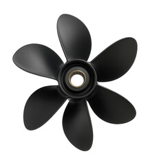 Obraz premium Five-blade composite boat propeller with a central hub for efficient performance.