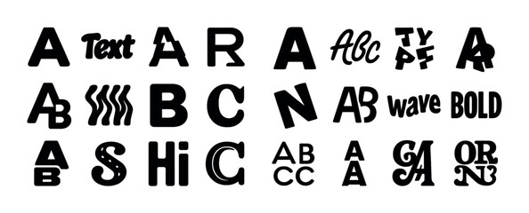 Diverse alphabet letter styles and font variations