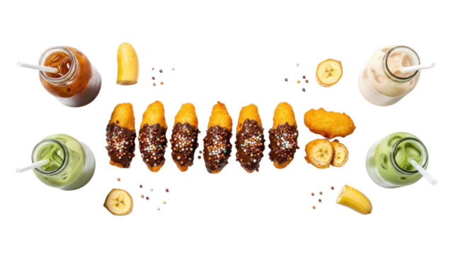 Assorted Sushi Rolls and Condiments on White Background.