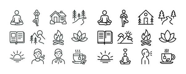 Fototapeta premium Simple icons of yoga, nature, and relaxation