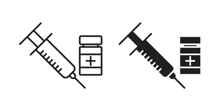 Vaccine vial icon line and filled style suitable for web and mobile application