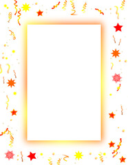 Frame template blank border with confetti decoration on transparent background.