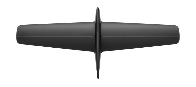 Horizontal stabilizer with a flat design and central elevator, single-piece construction.