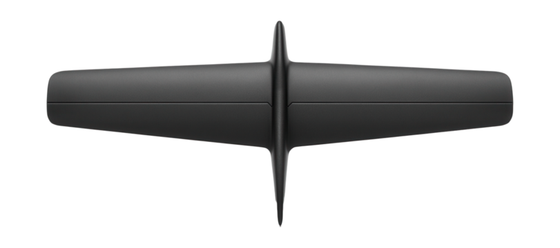 Horizontal stabilizer with a flat design and central elevator, single-piece construction.