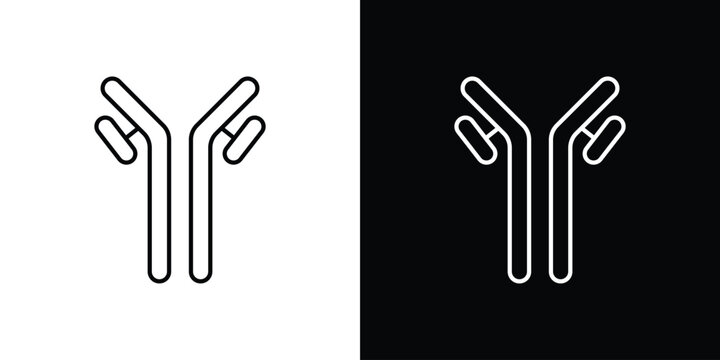 Antibody icon outline set in black and white. thin line style.