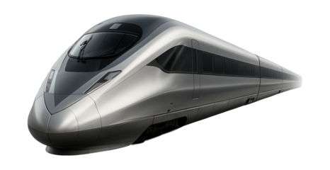 Sleek high-speed train engine featuring a unique V-shaped front.
