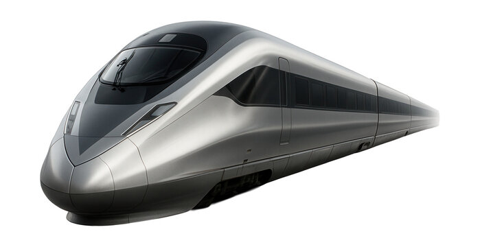 Sleek high-speed train engine featuring a unique V-shaped front.
