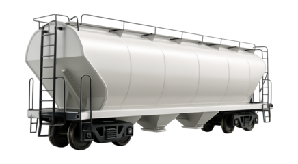 Multi-compartment gondola with external ladders and handrails.