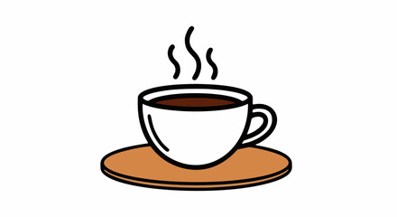 Obraz premium a cup of steaming hot coffee with brown coaster flat minimalist vector