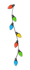 Bulbs on a string. Hanging light bulbs. Colorful light bulbs for decoration. Lights garland. Lights string decoration. Vector illustration