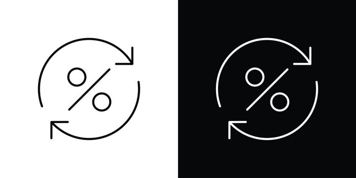 Exchange rate icon outline set in black and white. thin line style.