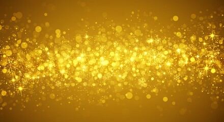Glowing golden abstract background with sparkling light particles and bokeh effects