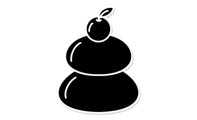 正月用のシンプルな鏡餅のモノクロ線画イラストアイコン素材