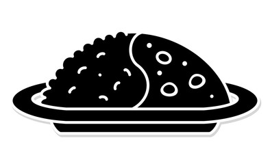 モノクロのカレーライスイラストアイコン素材
