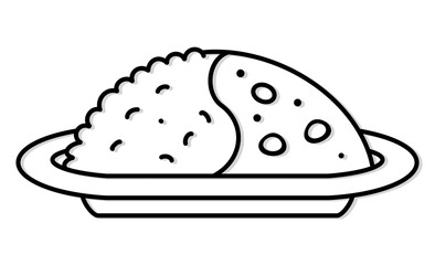 モノクロのカレーライスイラストアイコン素材
