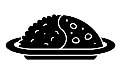 モノクロのカレーライスイラストアイコン素材
