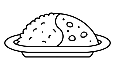 モノクロのカレーライスイラストアイコン素材

