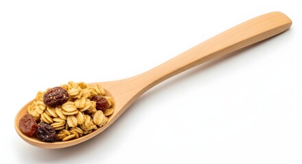 Wooden Spoon with Granola and Dried Fruit