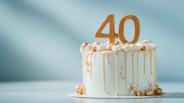 Elegant 40th Birthday Cake with Gold Number Topper Celebration Event