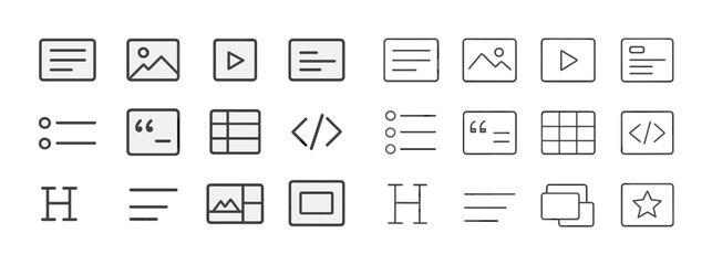 Collection of minimalist user interface icons for web design