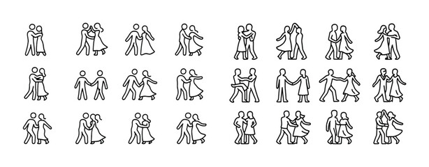 Obraz premium Simple line drawings of people in various dance poses