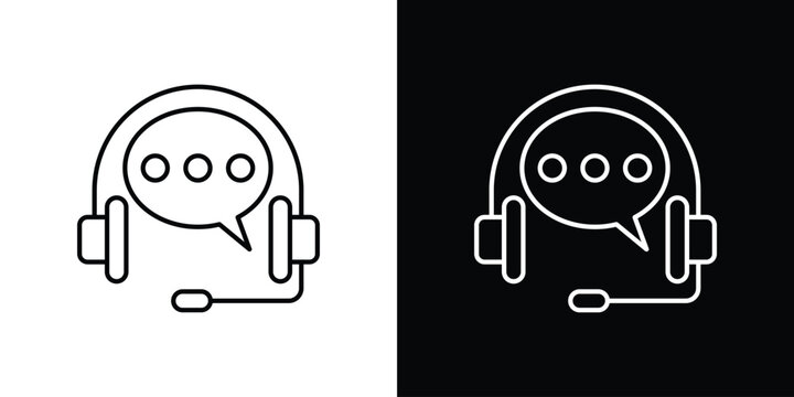 Live chat icon outline set in black and white. thin line style.