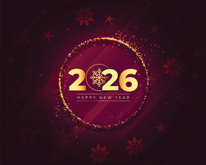 2026 new year snowflake background with golden sparkling effect