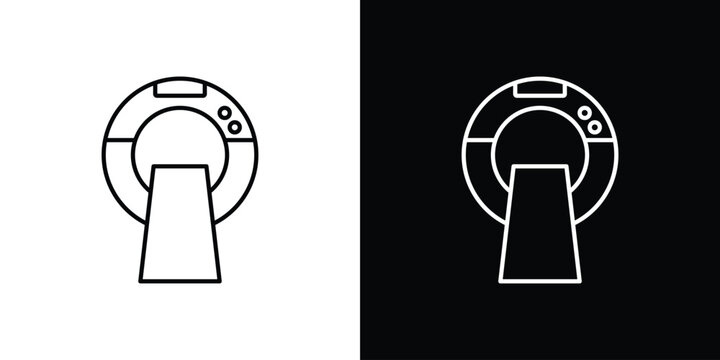 MRI icon outline set in black and white. thin line style.