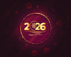 2026 new year snowflake background with golden sparkling effect