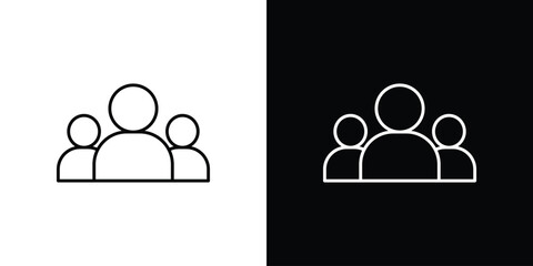 People group icon outline set in black and white. thin line style.