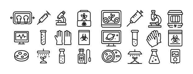 Naklejka premium Scientific equipment icons illustrating lab tools and experiments
