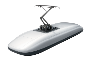 Sleek train roof featuring a centrally mounted single-arm pantograph.