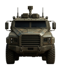 Fototapeta premium Armored tactical command vehicle with reinforced steel and a camo design.