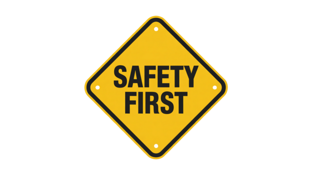Prioritize well being with a bright safety first sign isolated on transparent background, for health and hazard prevention awareness campaign