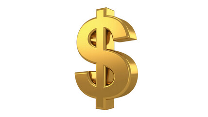 Obraz premium Golden dollar sign isolated on transparent background, gleaming with financial prosperity and economic growth for success concepts