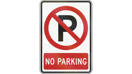 Ensure clear access with this bold no parking sign isolated on transparent background, an essential tool for effective traffic management