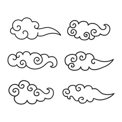 black and white illustration of a Chinese Cloud