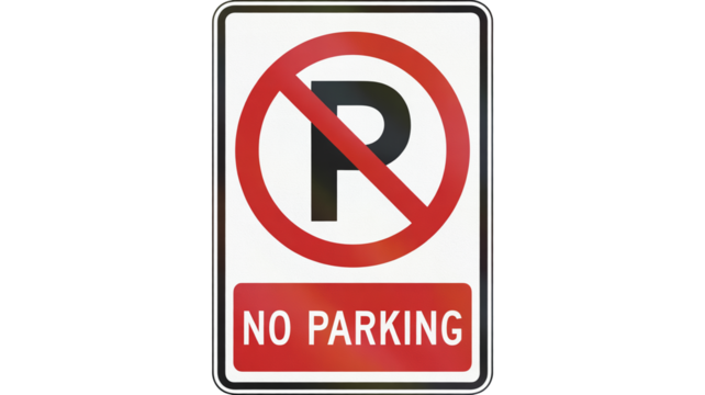 Ensure clear access with this bold no parking sign isolated on transparent background, an essential tool for effective traffic management