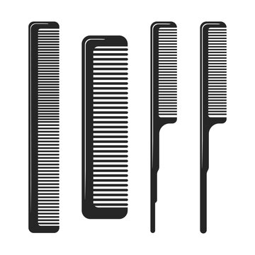 Hair comb or barber comb icon set.