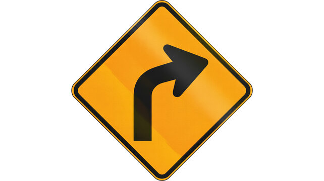 Prepare for a right turn ahead with this road traffic sign isolated on transparent background, ensuring safe and cautious driving practices - Powered by Adobe