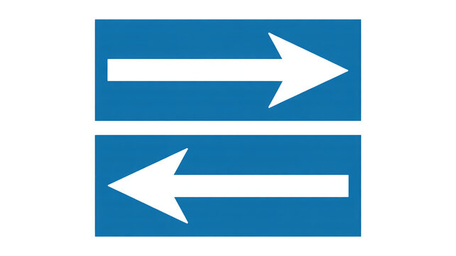 Compelling white arrows isolated on transparent background, pointing in opposite directions for decision making and direction concepts