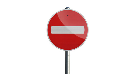 Striking red no entry sign isolated on transparent background, for urban planning, safety regulations and transport design projects