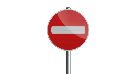 Striking red no entry sign isolated on transparent background, for urban planning, safety regulations and transport design projects