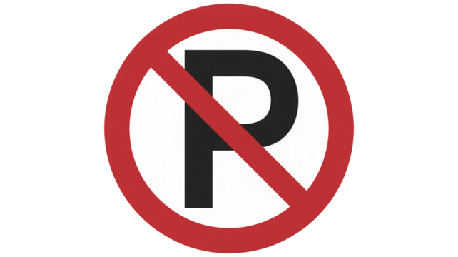Road safety isolated on transparent background, illustration showcasing a no parking sign prohibiting vehicle stops for traffic management