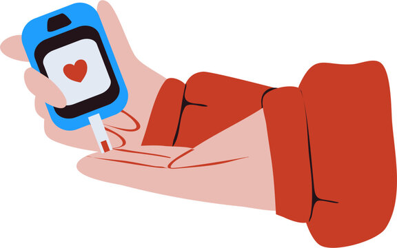 Diabetes test illustration. Checking blood sugar level with glucometer. World Diabetes Day. - Powered by Adobe