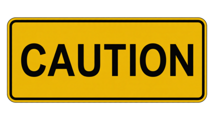 Bright yellow caution sign isolated on transparent background, conveys a crucial message for safety and awareness in various hazardous situations