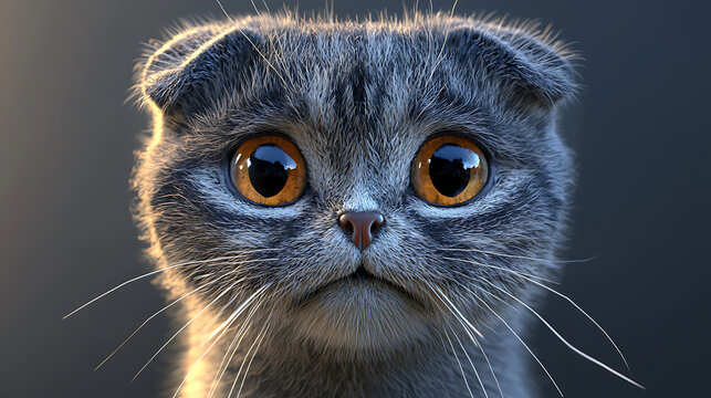 A cat with a black nose and orange eyes