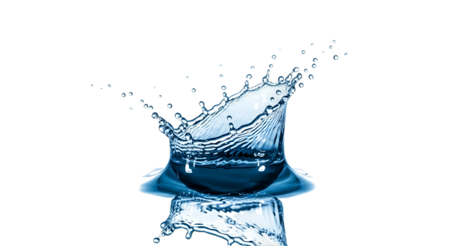Water Splash, Dynamic Crown Shape with Droplets and Reflection, cutout, PNG isolated on white or transparent background liquid